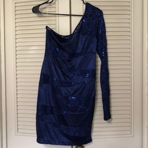 Blue lace sequin bodycon dress